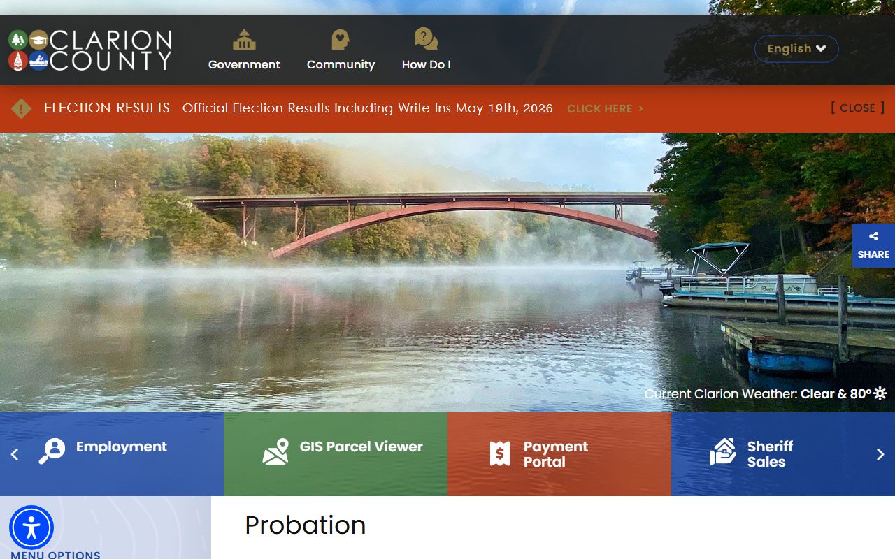 Clarion County arrest records and court charges probation page
