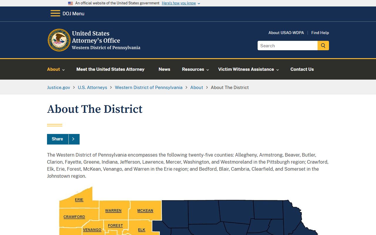 Clarion County arrest records and federal court charges Western District page