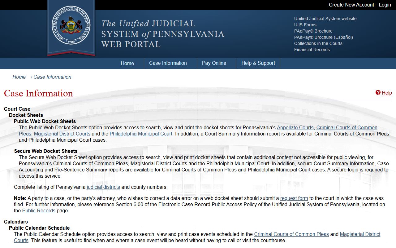 Clarion County court dockets UJS public case information
