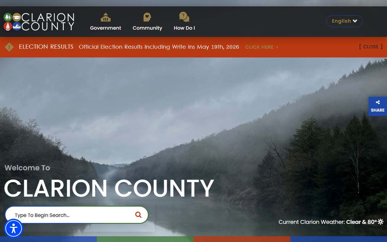 Clarion County court records county government homepage