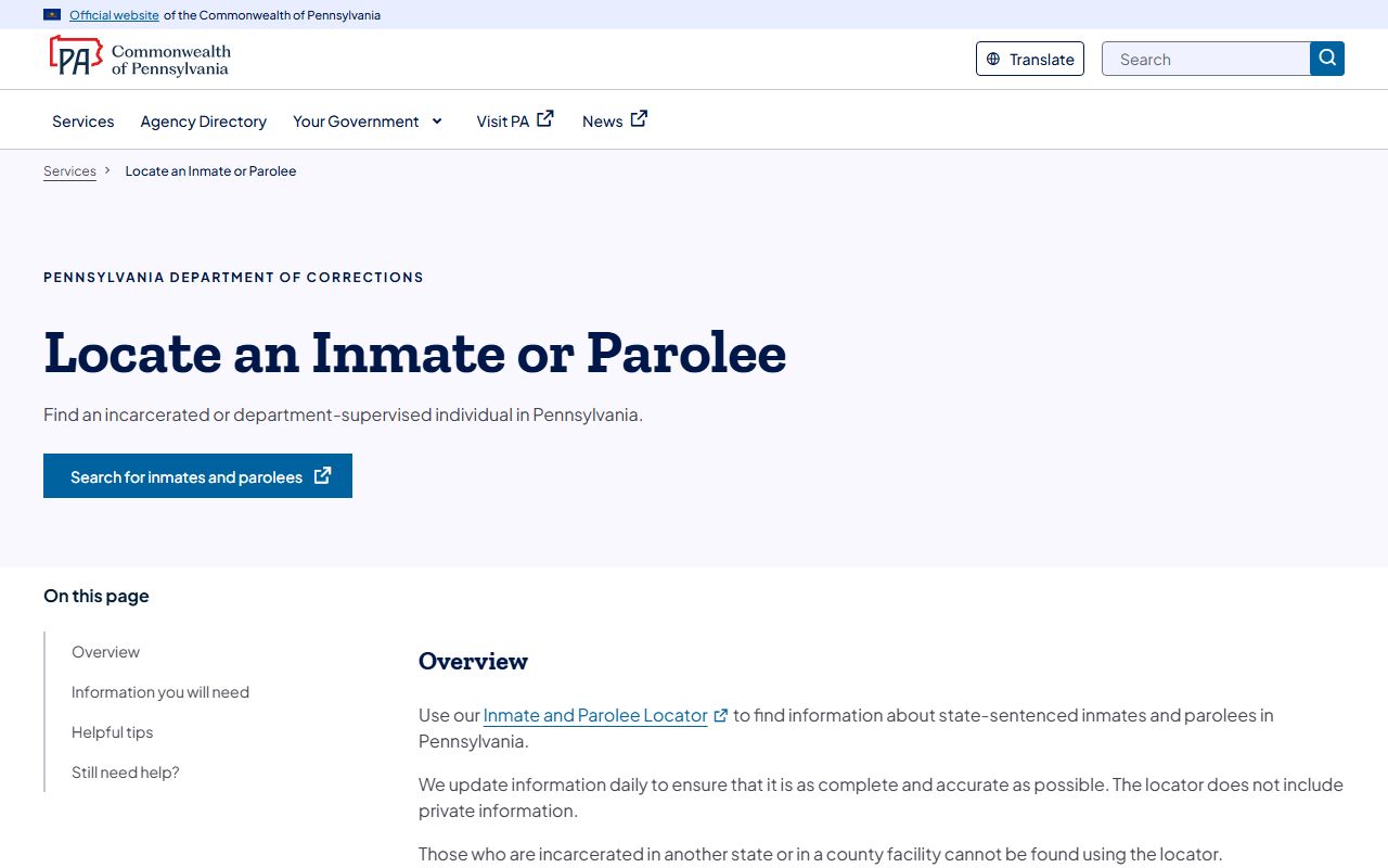 Clarion County inmate search Pennsylvania DOC locator