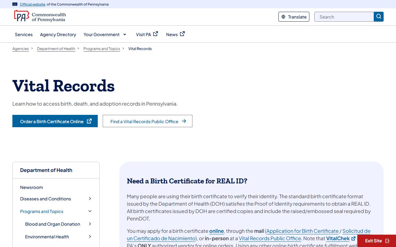 Clarion County marriage and divorce records Pennsylvania Vital Records