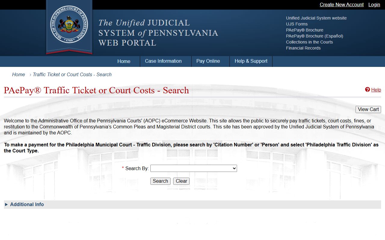 Clarion County traffic court records PAePay citation search