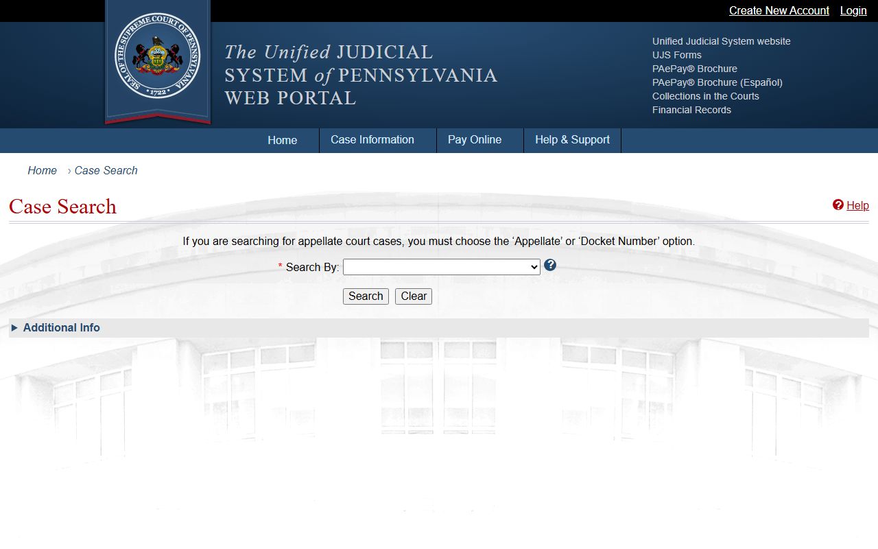 Clarion County warrant records UJS docket search